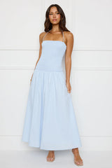 Unmatched Energy Halter Maxi Dress Blue