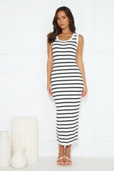 Take Your Place Knit Ribbed Maxi Dress White