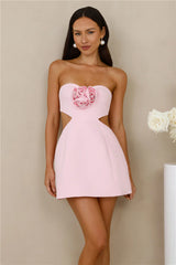 Rose Beauty Strapless Mini Dress Pink