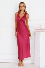 Doing The Most Satin Maxi Dress Burgundy