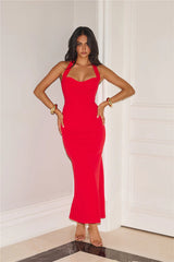 Flickers Of Fantasy Halter Maxi Dress Red