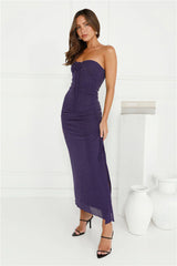Midnight Sparkle Strapless Maxi Dress Navy