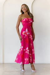 Bloom Vista Strapless Maxi Dress Pink