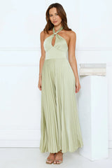 Moonlight Drive Halter Satin Maxi Dress Lime