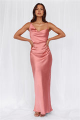 The Madeline Cowl Satin Maxi Dress Rose