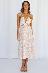 Simple And Sweet Midi Dress Orange