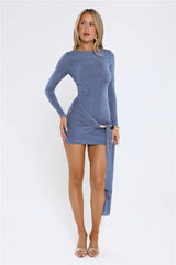 Portrait Of You Long Sleeve Mini Dress Blue