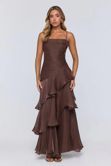 Peachy Glow Maxi Dress Brown