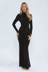 Sophisticated Style Long Sleeve Maxi Dress Black