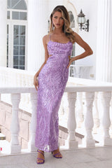 Shining Now Sequin Maxi Dress Purple